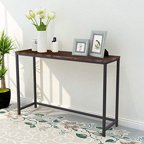 HOMERECOMMEND Console Table for Entryway Narrow Sofa Tables Entryway Table Rustic Narrow Entrance Front Door Console Table Accent Table for Living Room Corridor Hallway Rustic Brown HOMERECOMMEND