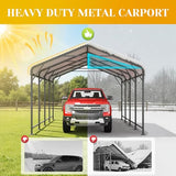 FansaFurn 12' x 20' Metal Carport, Heavy Duty Canopy with Updated Roof & Enhanced Base, Multi-Use Carport Garage for Car, Truck, Boat, Tractors, Party, Grey FansaFurn