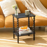 Fultyle Black Side Table, Small End Table with 2-Tier Shelf, Vintage Night Stand with Storage for Bedroom Living Room, Small Spaces (Black) Fultyle