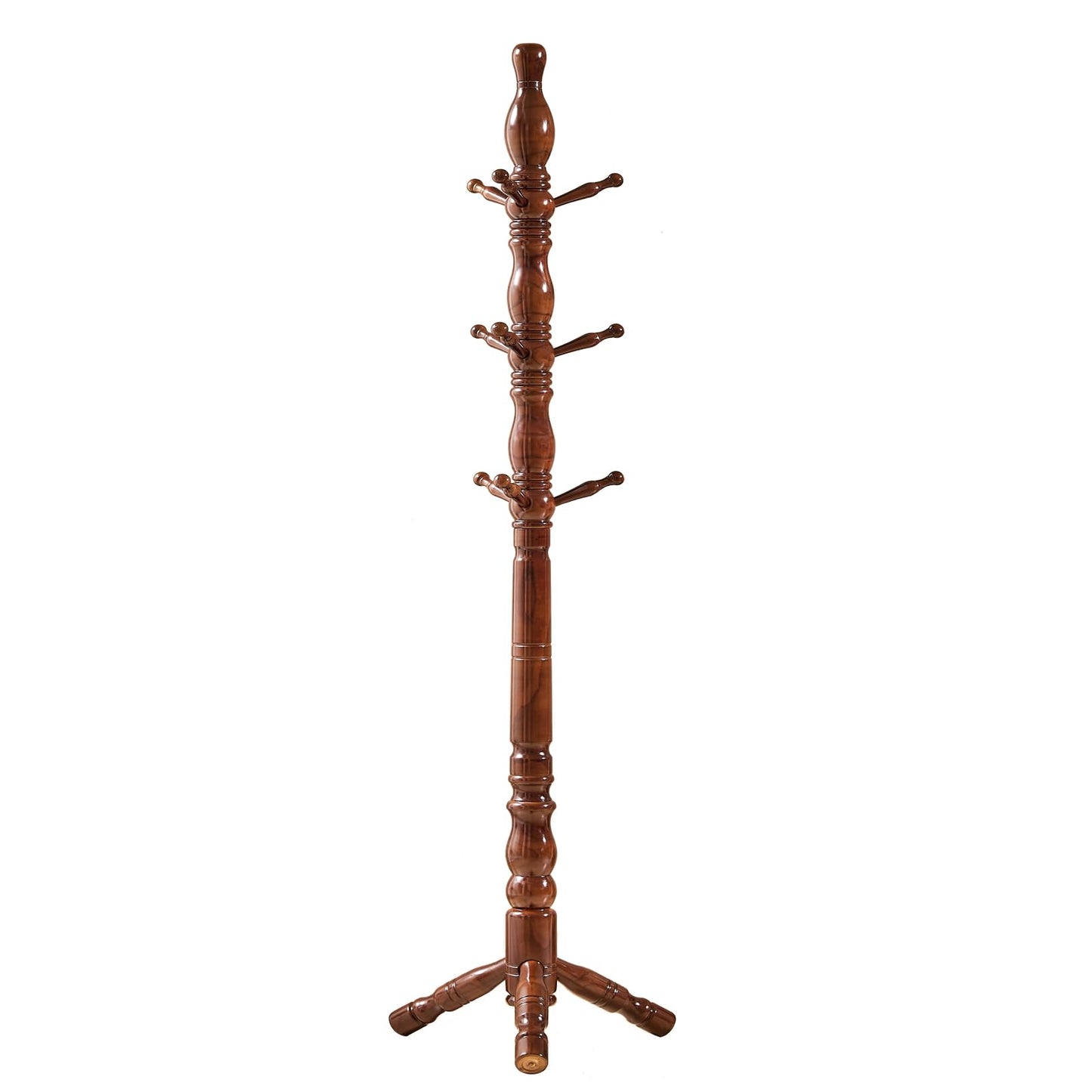 SUOHUI Coat Rack, Natural Wood Coat Racks with 3 Height Options and 9 Hooks,Coat Tree Ease of Assembly,Freestanding Hall Tree for Home/Office/Entryway/Hallway (Walnut)