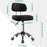 BFTOU Black Square Swivel Stool with Wheel for Work SPA Shop Massage Height-Adjustable and Cost-Effective Rolling Stool Chair with Back BFTOU