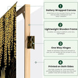 4 Panels Folding Screen Room Divider Cran Bird Wisteria Seamless Japanese Chinese Gold Black Traditional Canvas Screen Room Separator Freestanding Protective Decorative Divider Privacy Partition VETEB