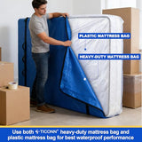 TICONN 2PK Plastic Mattress Bag for Moving Storage, Waterproof Mattress Protector Cover, Heavy-Duty Mattress Moving Supplies (1.5 mil, Full) TICONN