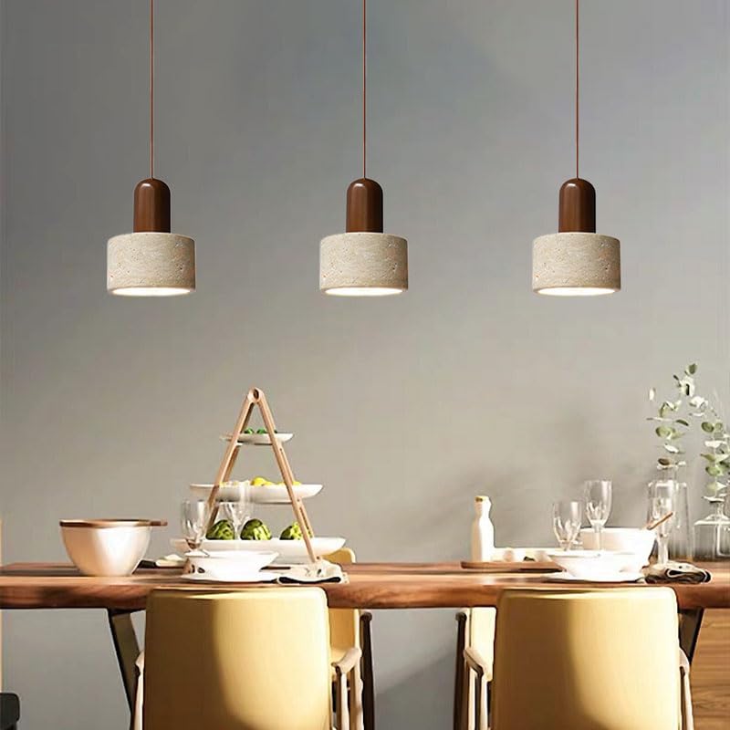 OROILUPU Modern Simple Brass Stone Pendant Lights Dining Room Kitchens Island Hanging Lights Wabi Sabi Style Solid Wood Bedside Light Fixture for Farmhouse Over Sink(Wire Adjustable) Type D OROILUPU