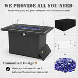 Vakollia 13 Pieces Patio Furniture Set with 44" Propane Gas Fire Pit Table, Outdoor Sectional Wicker Conversation Sofa Sets with Coffee Table Vakollia