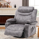 linting Oversized Power Swivel Rocker Recliner Chair with Cup Holder, Fabric Electric Rocking Glider Chair Power Recliner Chair with Heat and Massage USB Port, Grey