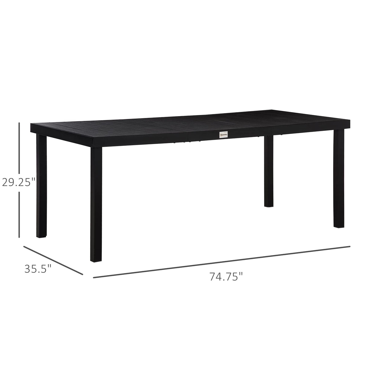 Outsunny 75" x 35" Outdoor Dining Table for 8 People, Rectangular Aluminum Frame Garden Table with All-Weather Faux Wood Top for Garden, Lawn, Patio, Black Outsunny