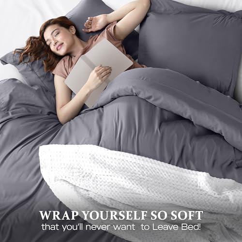 Utopia Bedding Duvet Cover King Size - 3 Piece with Zipper Closure - 1 Comforter Cover 104X90 Inches & 2 Pillow Shams 20X36 Inches (Grey) Comforter Not Included Utopia Bedding
