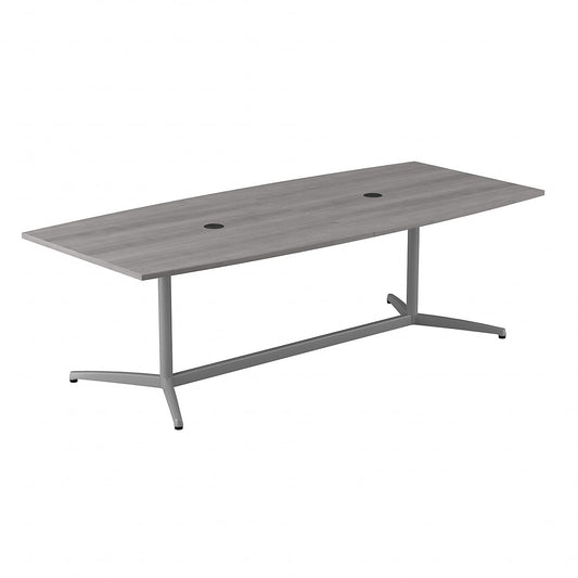 Bush Business Furniture Conference Table for 6-8 People with Sturdy Metal Base | Boat Shaped 8 Foot Meeting Desk for Office Boardrooms, 96W x 42D, Platinum Gray