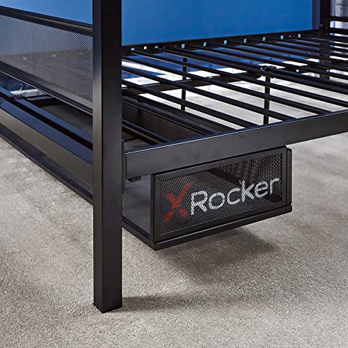 X Rocker Basecamp Full Size Gaming Bed, Rotating TV Mount with Vented Console Storage, Metal Mesh Frame with Slats, Amazon Exclusive, Black X Rocker