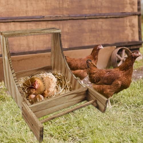 MUYG Chicken Nesting Box,Wooden Single Compartment Chicken Nesting Boxes Wood Hen Nest Box Chicken Coop Accessories Wall Mount Laying Nest Boxes with Perch for Chickens Hens Ducks Poultry - WoodArtSupply