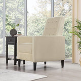 Yaheetech Fabric Recliner Chair Mid-Century Modern Recliner Adjustable Single Recliner Sofa with Thicker Seat Cushion Tufted Upholstered Sofa with Pocket Spring for Living Room Bedroom Beige Set of 2