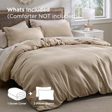Bedsure Luxury Waffle Duvet Cover King Size - Textured Duvet Cover Set, Soft, Breathable Bedding Set (104"x90") with 2 Pillow Shams for All Season, Khaki, Comforter Not Included Bedsure