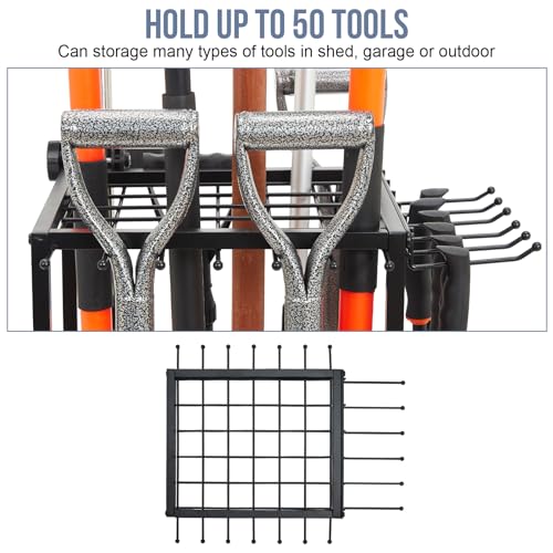 Garden Tool Organizer, Yard Tool Organizer up to 50 Tools, Garage Tool Organization and Storage, Garden Tool Storage, Yard Tool Racks, Tool Stand, Tool Holder for Garage, Shed, Outdoor, Black - WoodArtSupply