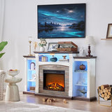 SAVOR LIFE Fireplace TV Stand for 80'' TV, 70" Electric Fireplace with Mantel, White Entertainment Center with Electric Fireplace & LED Lights, TV Console Fire Place TV Stands for Living Room SAVOR LIFE