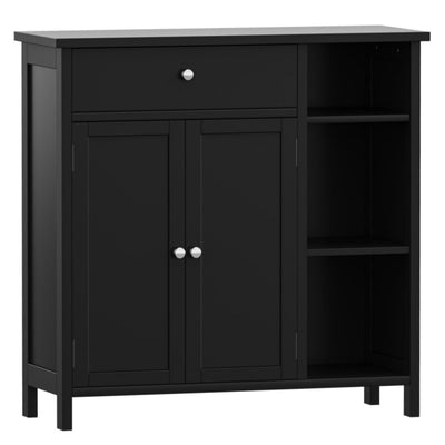 Irontar Freestanding Bathroom Cabinet with Doors, Bathroom Floor Cabinet with Drawer & Adjustable Shelf, Kitchen Cupboard, Storage Cabinet for Bathroom, Living Room, Entryway, Black CWG001H