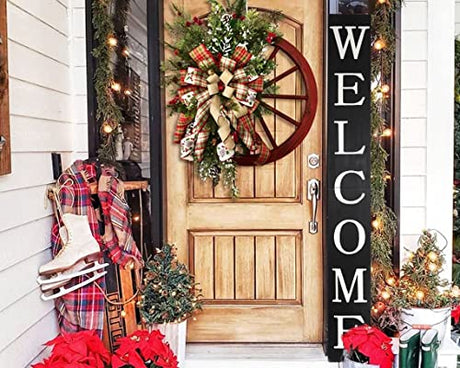 Tall Outdoor Welcome Sign for Front Door, 6ft Black ,Rustic Tall Welcome Sign for Front porch decor, Farmhouse Welcome Porch Sign Wood Vertical Decor, Fall porch decor for The Home DQ DQ HOME DECOR