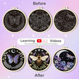 Huacan Embroidery Kit for Adults Beginner - Embroidery Kits 3 Pcs Stamped Stitch Practice Multiple Butterfly Pattern with 3 Hoops, DIY Sewing Kit with Gift Box 7.9 x 7.9 Inch (Butterfly 1)