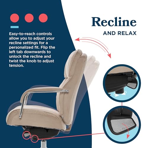 La-Z-Boy Sutherland Ergonomic Fabric Swivel Computer and Desk Chair, Cream (CHR10048D) La-Z-Boy
