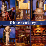 TOYQI Book Nook Mini House Kit, DIY Miniature Dollhouse Booknook for Adults, 3D Wooden Puzzle Bookend Bookshelf Insert Decor, Tiny Stargazing Tower Observatory, Gift for Family and Friends
