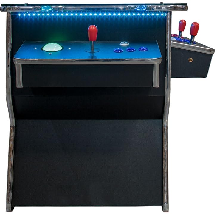 West State Gamerooms Cocktail Arcade Machine – Lift-Up Arcade Game Cabinet – Pre-Assembled 2 Player 3000 Retro Video Games Table with 26-Inch LCD Screen Track Ball and 2 Chrome Bar Stools West State Billiards