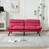 WDYLWFHW Convertible Futon Sofa Bed, Linen Folding Loveseat Couch with Adjustable Backrest and Wooden Legs,Double Sleeper Sofa Couches for Small Spaces Living Rooms Apartment Office (Rose Red) WDYLWFHW