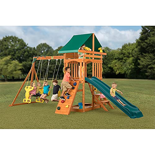 Sky View Cedar Backyard Playset | W: 17'10" D: 9'4" H: 9'9" | w/2-Person Glider & 2 Belt Swings | Binoculars, Steering Wheel & Telescope | Kids Age 3-12 | ASTM Standards | 10-Year Warranty on - WoodArtSupply