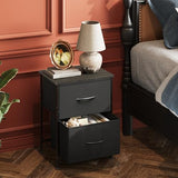 WLIVE Black Night Stand, Small Dresser with 2 Drawers & Wooden Top, Nightstand with Fabric Bins, Bedside Table End Table for Bedroom, Closet, Entryway, College Dorm, Charcoal Black WLIVE