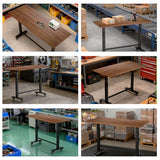 POWSTR 47" Foldable Wood Workbench,Adjustable Height Work Bench(32-42'') with Wheels and Feet Mat，Suitable for Workshop,Office,Garage,Home,Commercial POWSTR