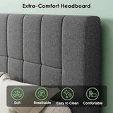 Marsail Full Bed Frame with 2 Storage Drawers - Upholstered, Adjustable Headboard,6"-12" Mattress Fit, 1300 lbs Capacity, 12-Leg Sturdy Wood Construction, Dark Gray Marsail