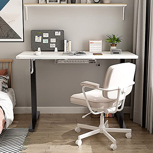 Tangkula Hand Crank Stand Up Desk Frame, Manual Height Adjustable Standing Workstation with Foldable Crank Handle, Cable Management Tray, Headphone Hook, Ergonomic Sit Stand Desk Frame for Home Office Tangkula