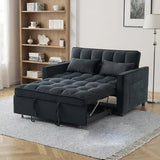 ECHINGLE Sleeper Sofa Bed, 3-in-1 Velvet Pull Out Couch with Armrests, Storage Pockets and 2 Pillows, Adjustable Backrest, Pull Out Sofa Bed Couch for Living Room, Bedroom(Black) ECHINGLE