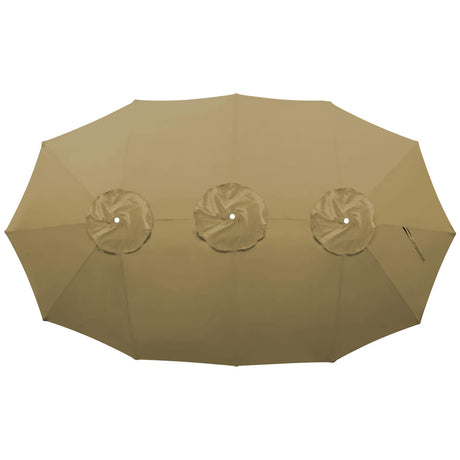 BenefitUSA 12 Ribs Umbrella Cover Canopy Replacement for 15' Double-Sided Patio Umbrella, Frame NOT Included(Taupe) BenefitUSA