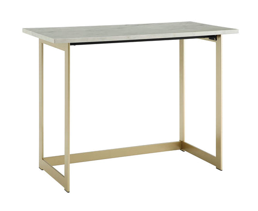 Walker Edison Modern Glam Faux Top Laptop Writing Desk Home Office Workstation Small, 42"L x 20"W x 30"H, Marble/Gold - WoodArtSupply