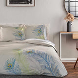 100% Cotton, 3-Piece King/California King, Single Ply, Soft, Embroidered Peacock Duvet Cover Set Superior