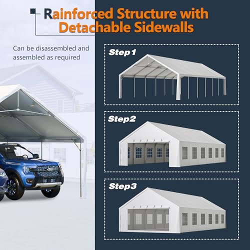20x40FT Heavy Duty Party Tent - Commercial Wedding Canopy with Removable Sidewalls, 3 Carry Bags & UV Protection, Large Outdoor Gazebo for Events, Camping, Carport Rueekfil