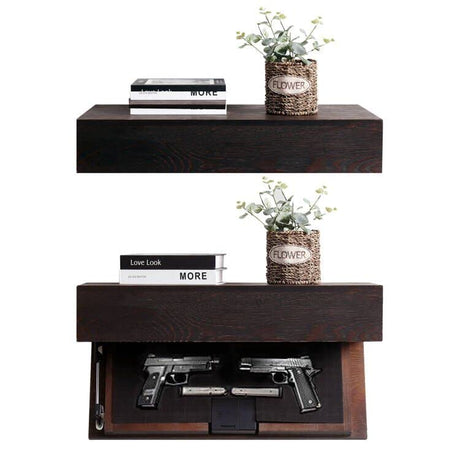 LAPTAIN Husband Gift-Rustic Floating Shelf with Hidden Compartment for Gun Storage, Wall Shelves for Living Room Décor, Wooden Concealment Shelf, RFID Lock, Espresso LAPTAIN