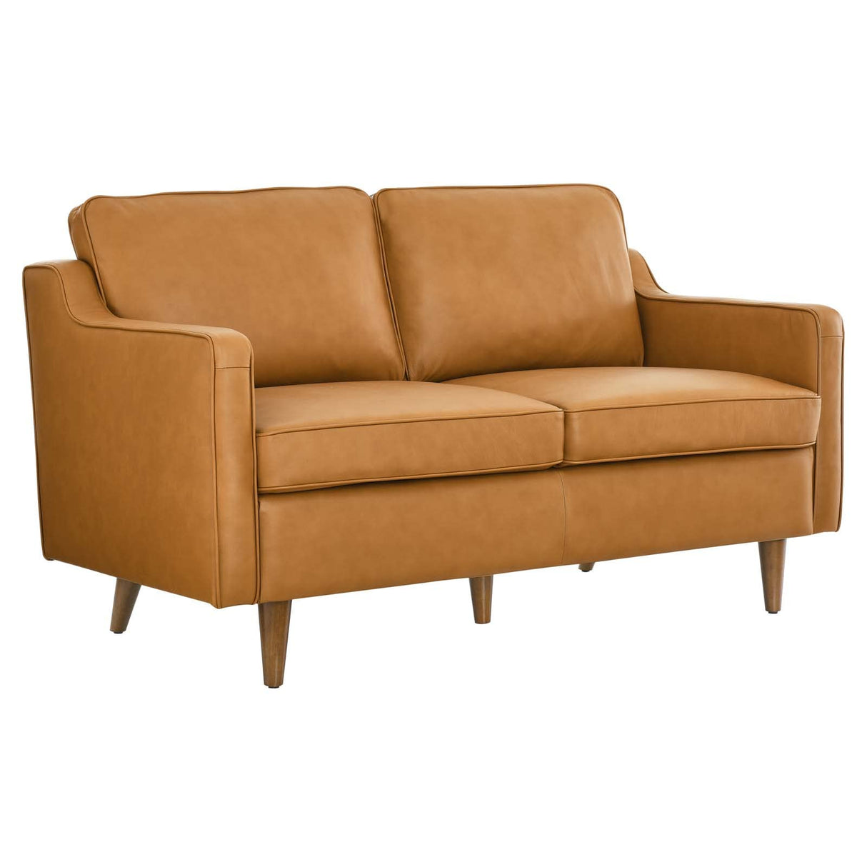 Modway Impart Upholstered Genuine Leather Loveseat in Tan Modway