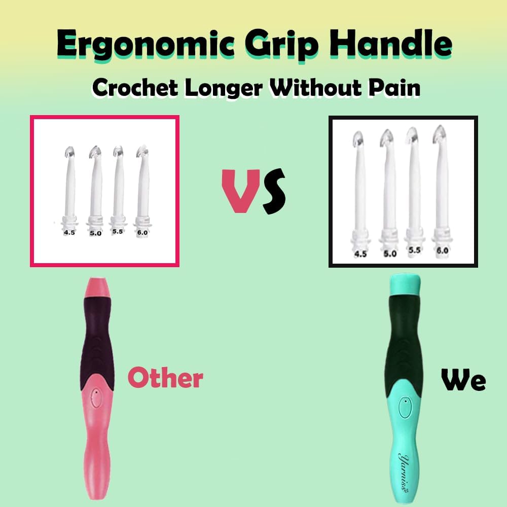 Yarniss Lighted Crochet Hooks Set 2.5mm~14.0mm, 17 Sizes Light Up Crochet Hooks with Case Yarniss