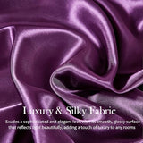 MOVE OVER Purple Satin Comforter Set King Size Purple Ruffle Bedding Set 8 Pieces Satin Bed in a Bag Farmhouse Shabby Chic Ruffle Design Silk Like Satin Comforter Sets MOVE OVER