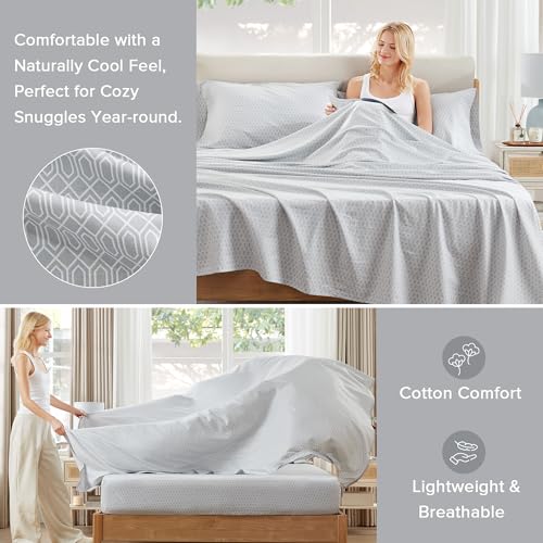 Comfort Spaces 100% Cotton Sheet Set Breathable, Lightweight, Soft with 12" Elastic Pocket Fits up to 14" Mattress, All Season Cozy Bedding, Matching Pillow Case, Twin Diamond Taupe 3 Piece Comfort Spaces