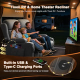 Tiooii RV Loveseat Recliner Sofa, Massage Wall Hugger Recliners Couch with USB Port, Side Pockets, Cup Holders, 150° Reclining Sleeper, for RV Furniture & RV Camper & Home Theater Seating