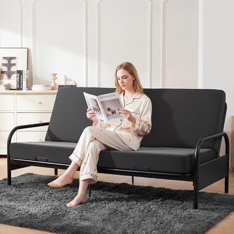 MABOZOO 6 Inch Full Size Futon Mattress, Foldable Futons Sofa Couch Bed Foam Floor Mattress Fits Futon Frames (Frame Not Included, Gray) MABOZOO