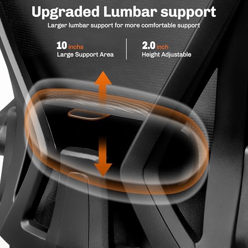 Office Chair, Ergonomic Home Computer Desk Chairs, Comfy Breathable Mesh Chair with Adjustable Lumbar Support Flip-up Armrests, Executive Task Chair with High Back for Home Office Rolling Swivel Chair BestGlory