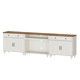 WAMPAT Farmhouse TV Stand for TVs up to 100'', Home Entertainment Center with 8 Storages for 75/80/85/90 inch TV, Large TV Console Table for Living Room, Bedroom, White WAMPAT