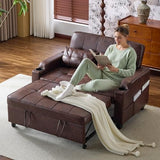 VINGLI Rustic Futon Sofa Bed Convertible Loveseat Sleeper Sofa Couch, Pullout Sofa Fold Out Couch Bed with USB Ports, Cup Holders, Armrest for Living Room, Bedroom Apartment Room VINGLI