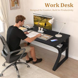 StarGraph Computer Desk 47'' Large Home Office Desk with Sturdy Metal Frame U Shaped Modern Computer Desks with Storage Study Writing Office Work from Home Desks (Black, 47 inch) StarGraph