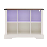 Hanamako 6 Cube Storage Organizer, 2-Tier Bookshelf with LED Lights, Wood Cube Shelf, Free Standing Display Cabinet, Horizontal Long Shelf for Home Office, White Hanamako