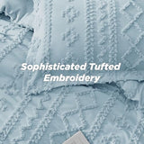 Bedsure Tufted Boho Comforter Set Full Size - Light Blue Boho Bed Set, GentleSoft™ 3 Pieces Farmhouse Shabby Chic Embroidery Bedding, Gifts for Woman, Soft Jacquard Full Comforter for All Seasons Bedsure