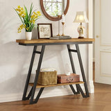 Cibert 41.3" Narrow Console Table, 2-Tier Storage Entryway Table with Faux Marble Top & Metal Frame, Sofa Table Behind Couch Table Hallway Table for Entrance Foyer Living Room Bedroom, Rusitc Brown Cibert